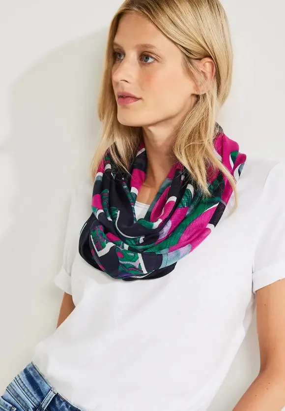 572132- Deep blue print loop scarf- Cecil