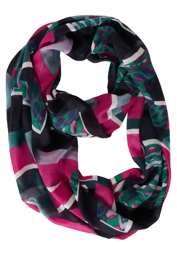 572132- Deep blue print loop scarf- Cecil