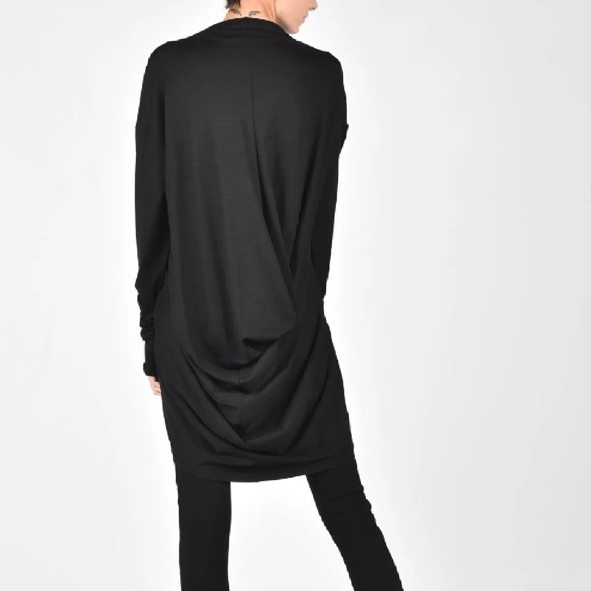 Aakasha  |Long Sleeves Plain Long Bold Asymmetry Tunics