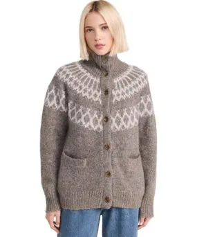 ALEX MILL Emmie Fairisle Cardigan In Wool Taupe S