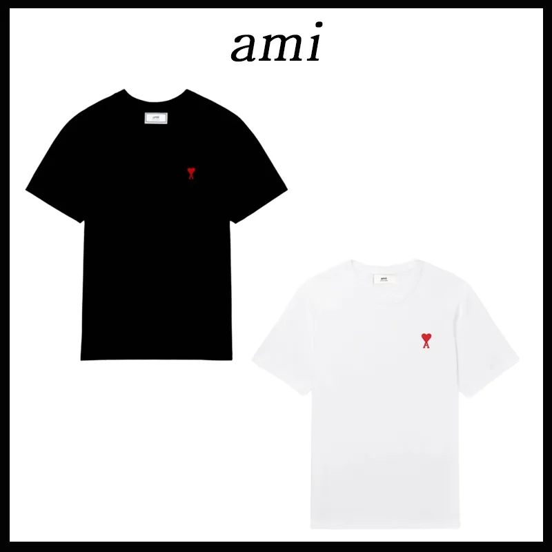 AMI PARIS  |Street Style Leather Logo Designers T-Shirts