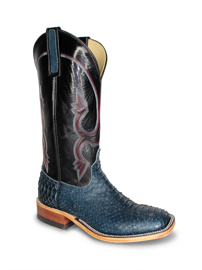 Anderson Bean Mens Black Kidskin Navy Python Boots