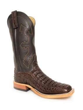 Anderson Bean Mens Chocolate Lux Hornback Caiman Boots