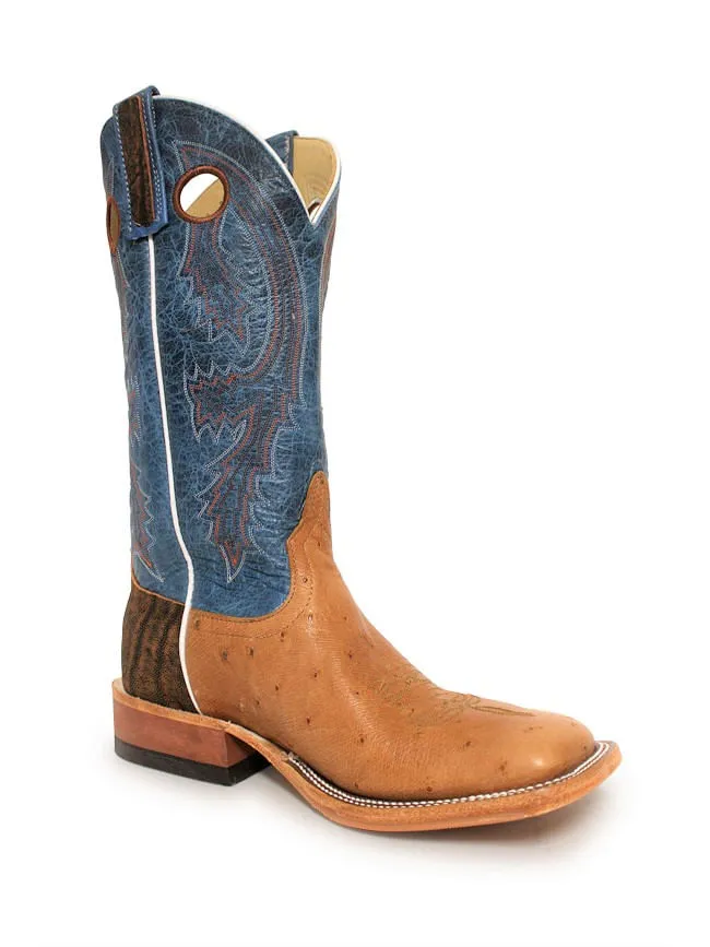 Anderson Bean Mens Cognac Ostrich Blue Lava Boots