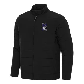 Antigua Northwestern Wildcats Black Swelter Full-Zip Puffer Jacket