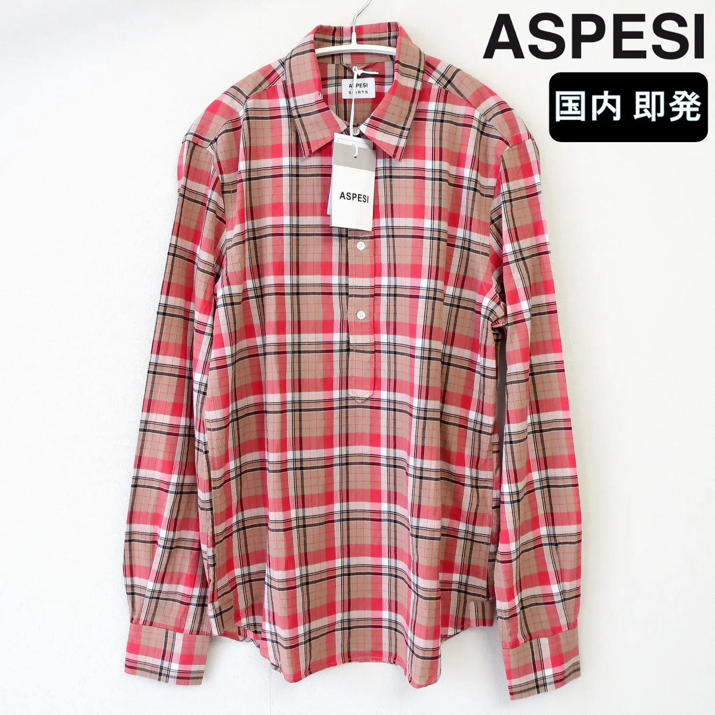 ASPESI  |Pullovers Tartan Other Plaid Patterns Long Sleeves Cotton