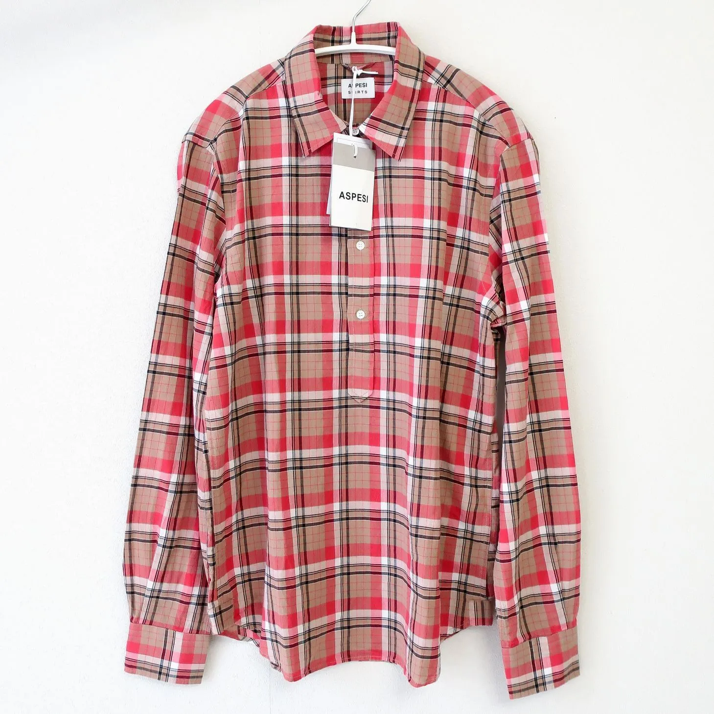 ASPESI  |Pullovers Tartan Other Plaid Patterns Long Sleeves Cotton