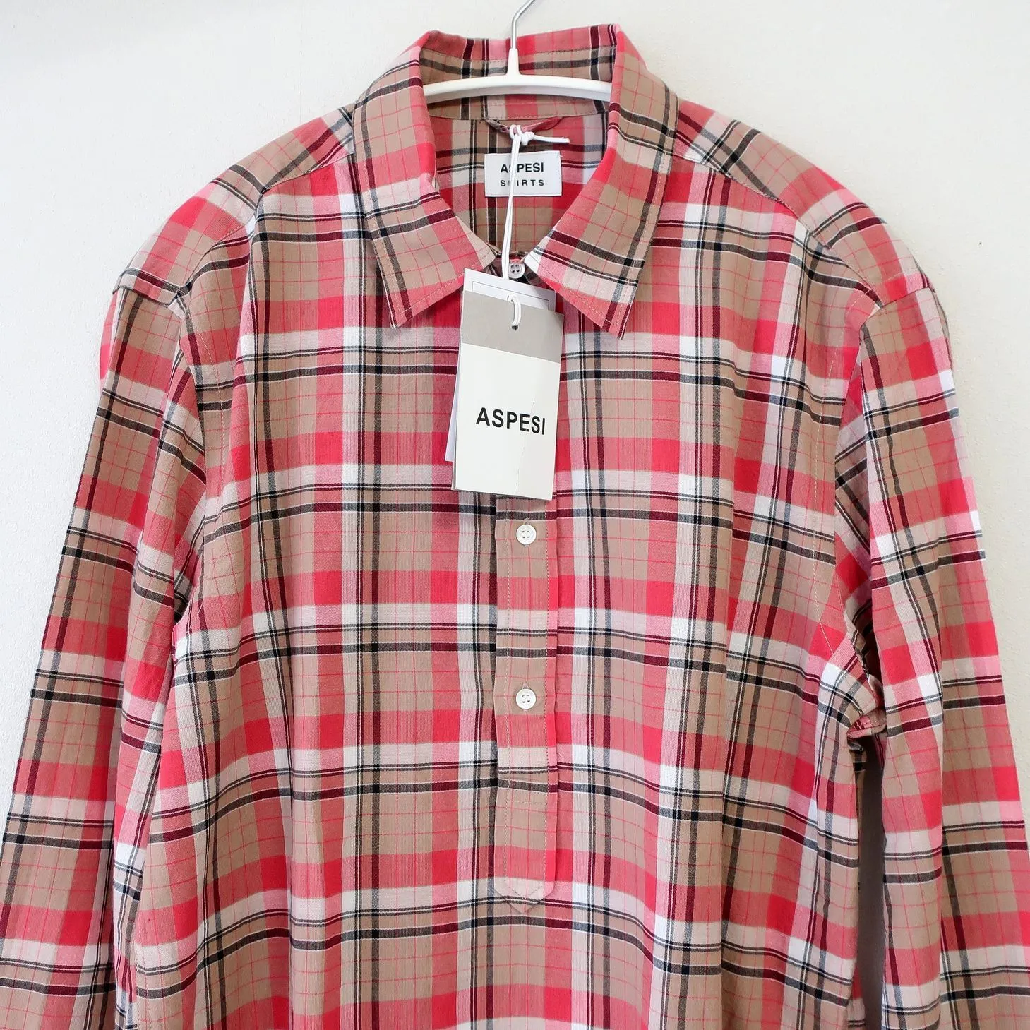 ASPESI  |Pullovers Tartan Other Plaid Patterns Long Sleeves Cotton