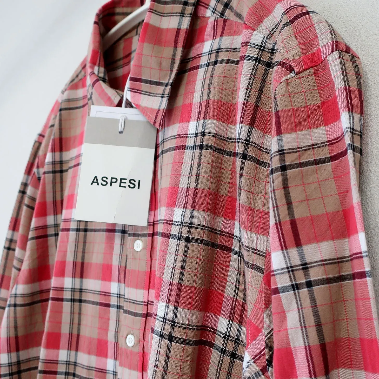 ASPESI  |Pullovers Tartan Other Plaid Patterns Long Sleeves Cotton