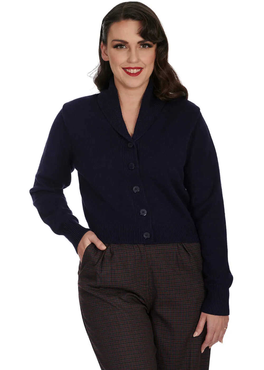 Banned Violet Collar 50's Cardigan Nightblue