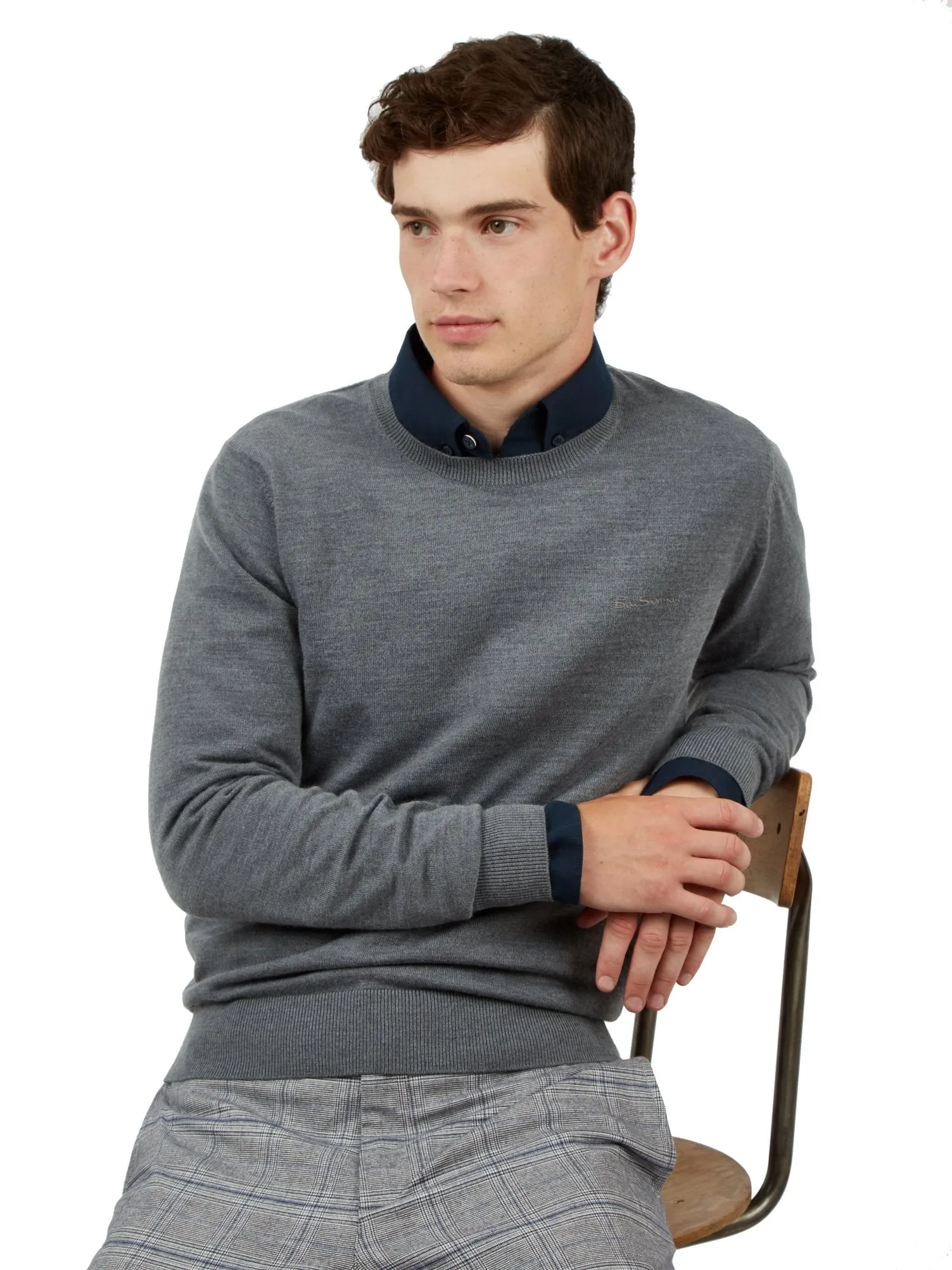 Ben Sherman Mens Signature Merino Crew Neck Jumper