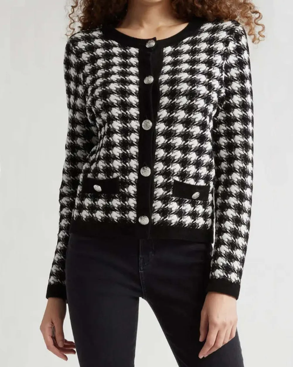 Black and White Houndstooth Primrose Cardigan