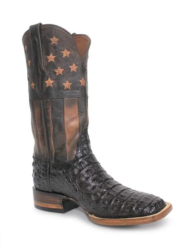 Black Jack All American Chocolate Hornback Caiman Boots