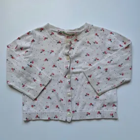 Bonpoint Cream Cherry Print Cardigan: 12 Months