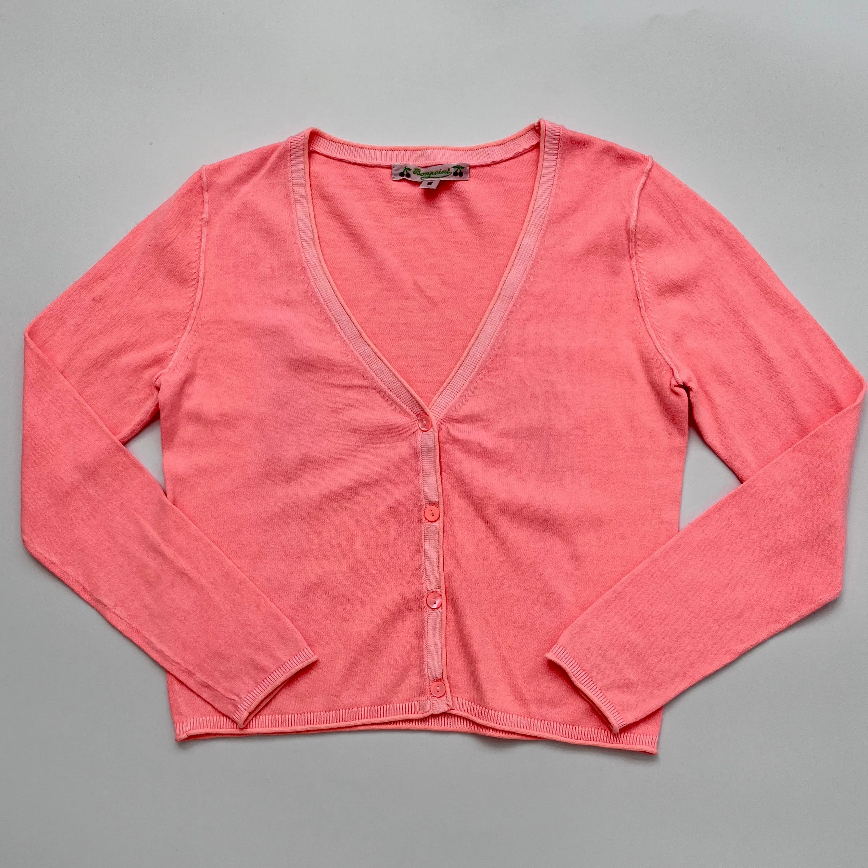 Bonpoint Neon Orange Cotton Cardigan: 8 Years