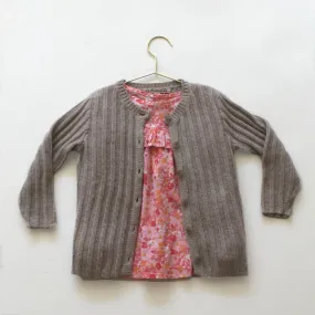 Bonpoint Oatmeal Metallic Ribbed Cardigan