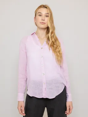 Boyfriend Button Down Linen Shirt - Light Orchid