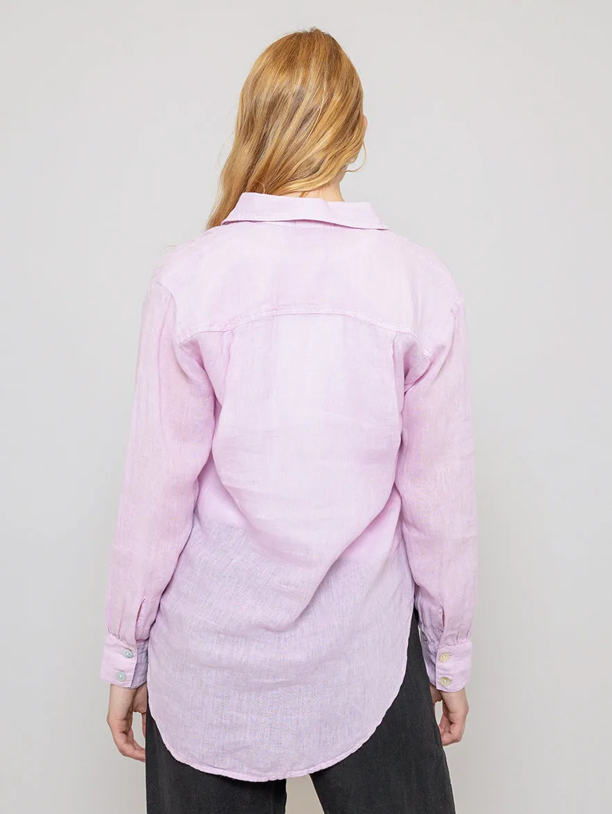 Boyfriend Button Down Linen Shirt - Light Orchid