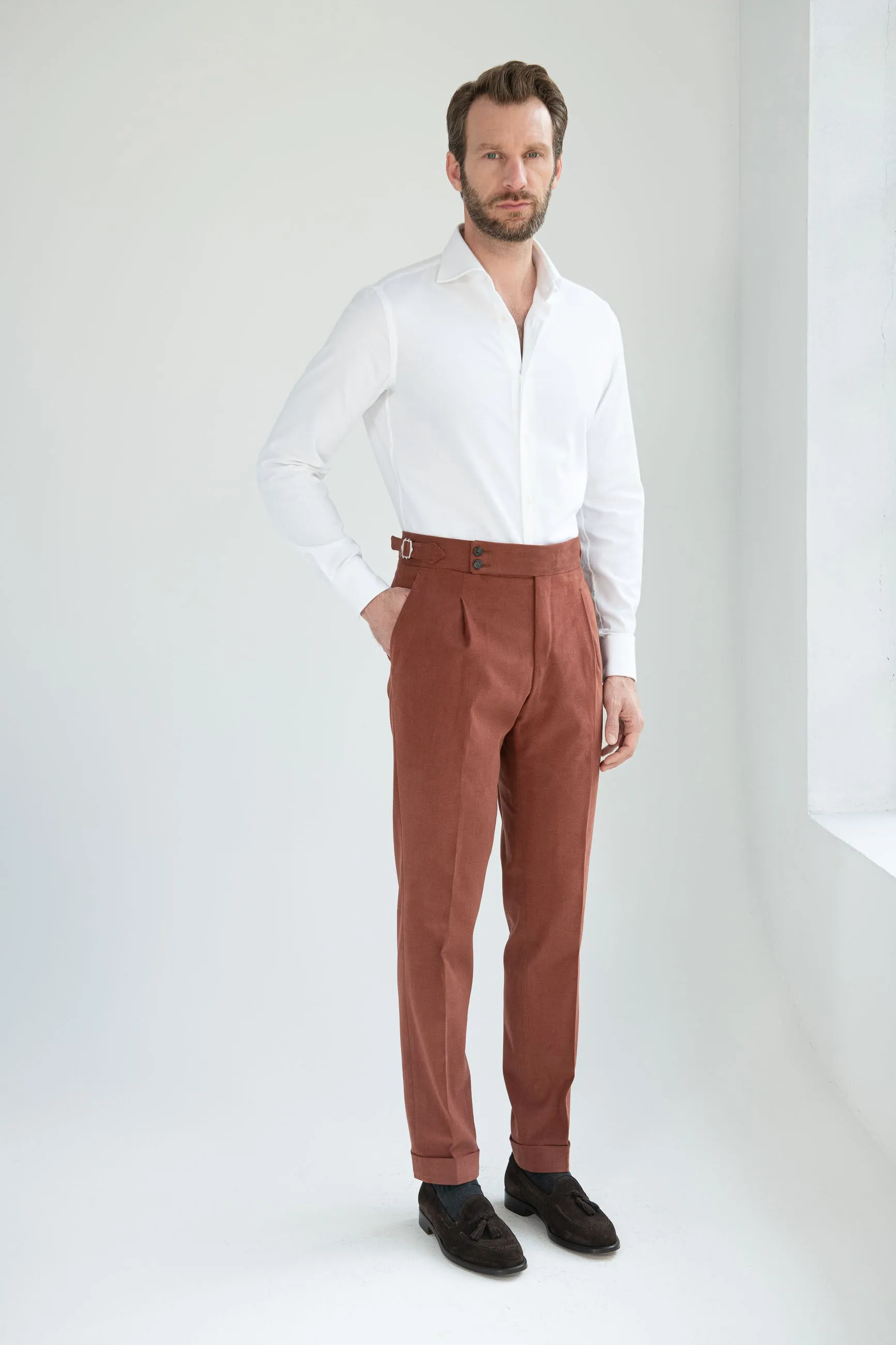 Brick cotton trousers Soragna Capsule Collection - Made in Italy