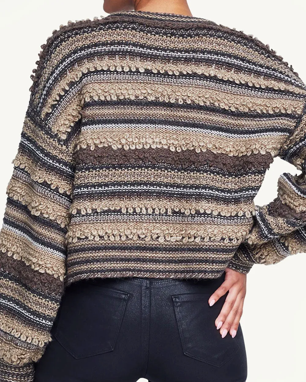 Brown Multi Harriet Blouson Sleeve Knit Cardigan