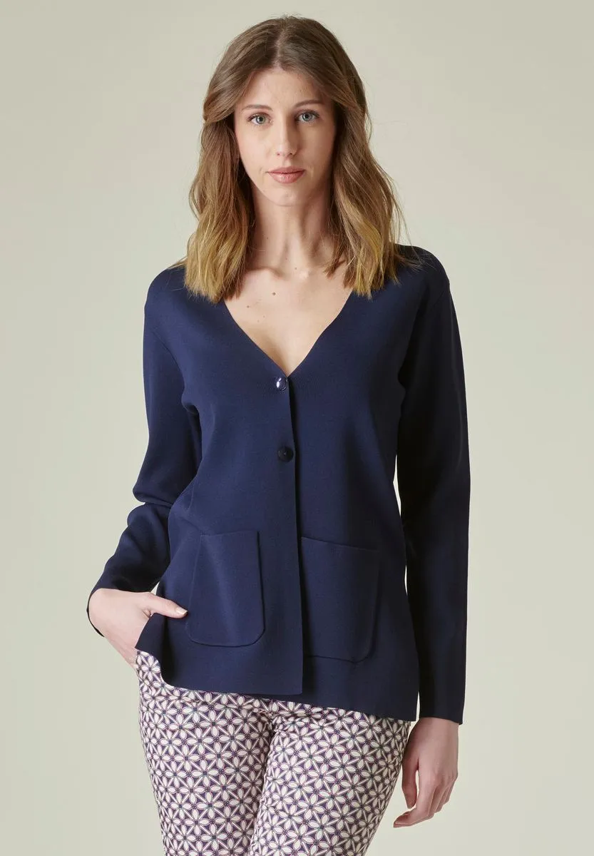 Cardigan blu 2 bottoni viscosa