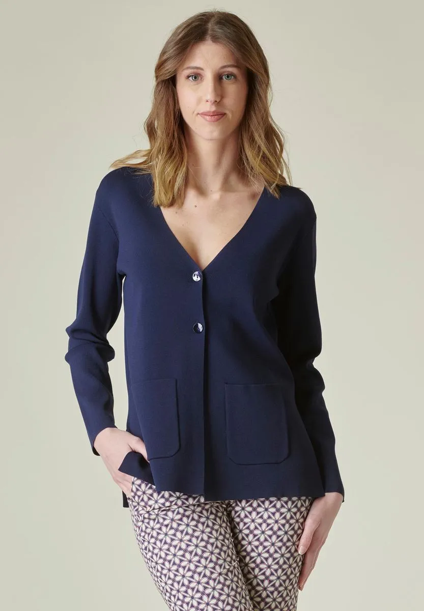 Cardigan blu 2 bottoni viscosa