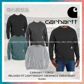 Carhartt  |Crew Neck Sweat Long Sleeves Cotton Logos on the Sleeves