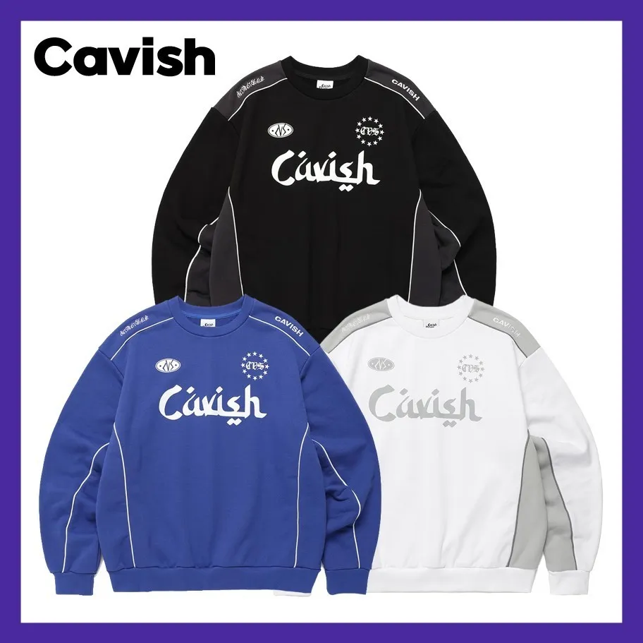 CAVISH  |Unisex Street Style Long Sleeves Logo Sweatshirts