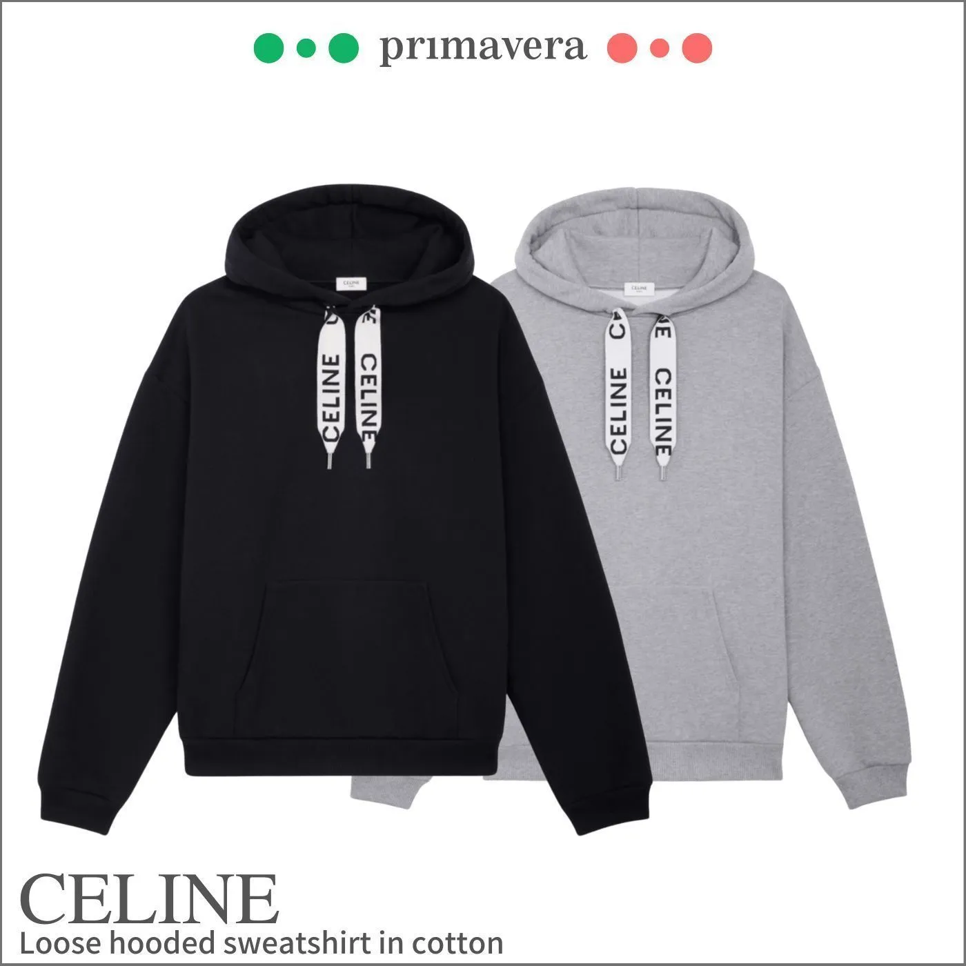 CELINE  |Loose hooded sweatshirt in cotton fleece