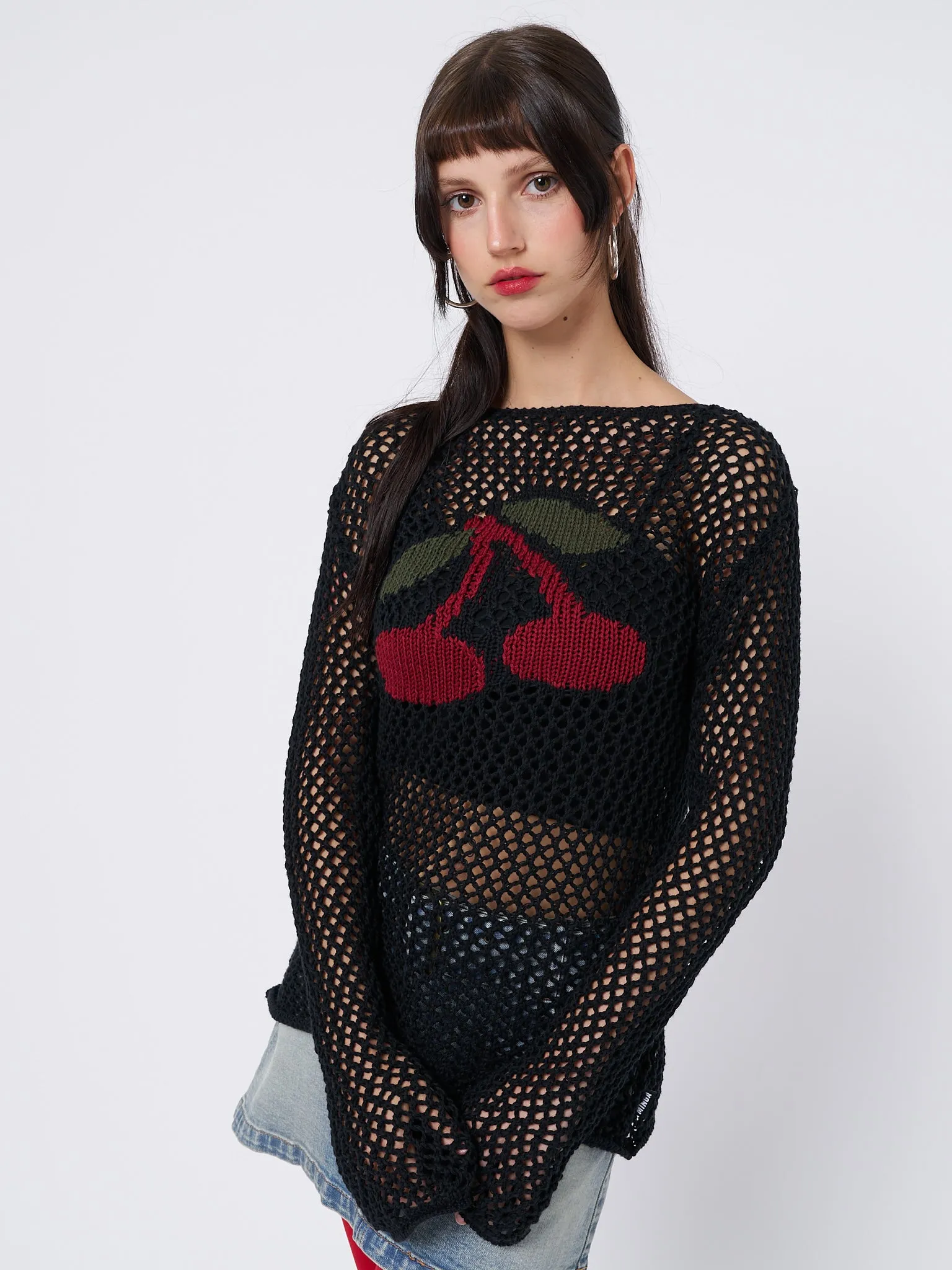 Cerise Open Knit Jumper