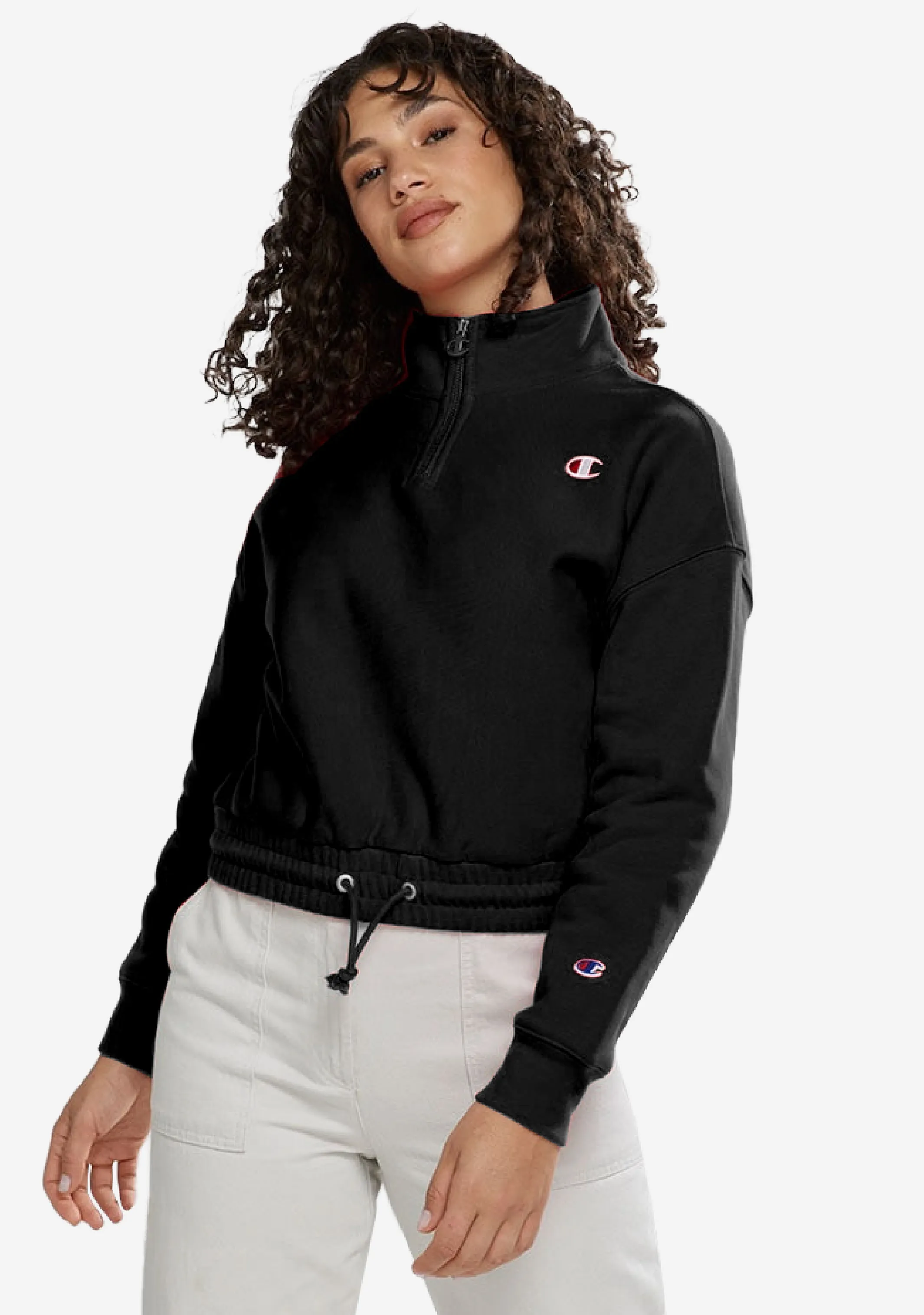 CHAMPION WOMENS SMALL C QTR ZIP  CTKMN BLK