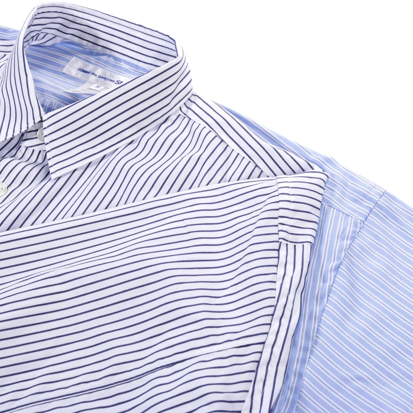 COMME DES GARCONS SHIRT B033 DOUBLE SLEEVE SHIRT BLUE / STRIPES