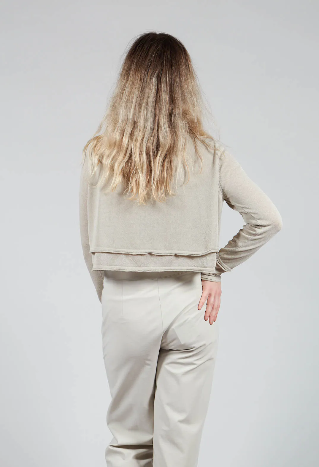 Cropped Lightweight Jumper in Beige