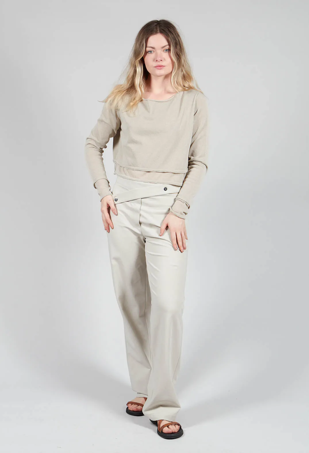 Cropped Lightweight Jumper in Beige