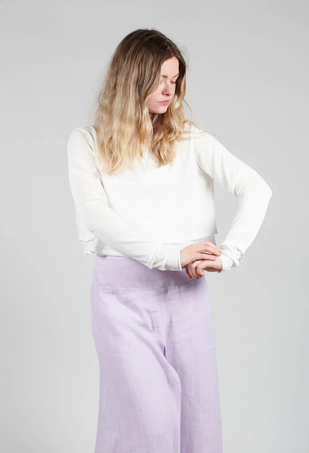 Cropped Lightweight Jumper in Ivory