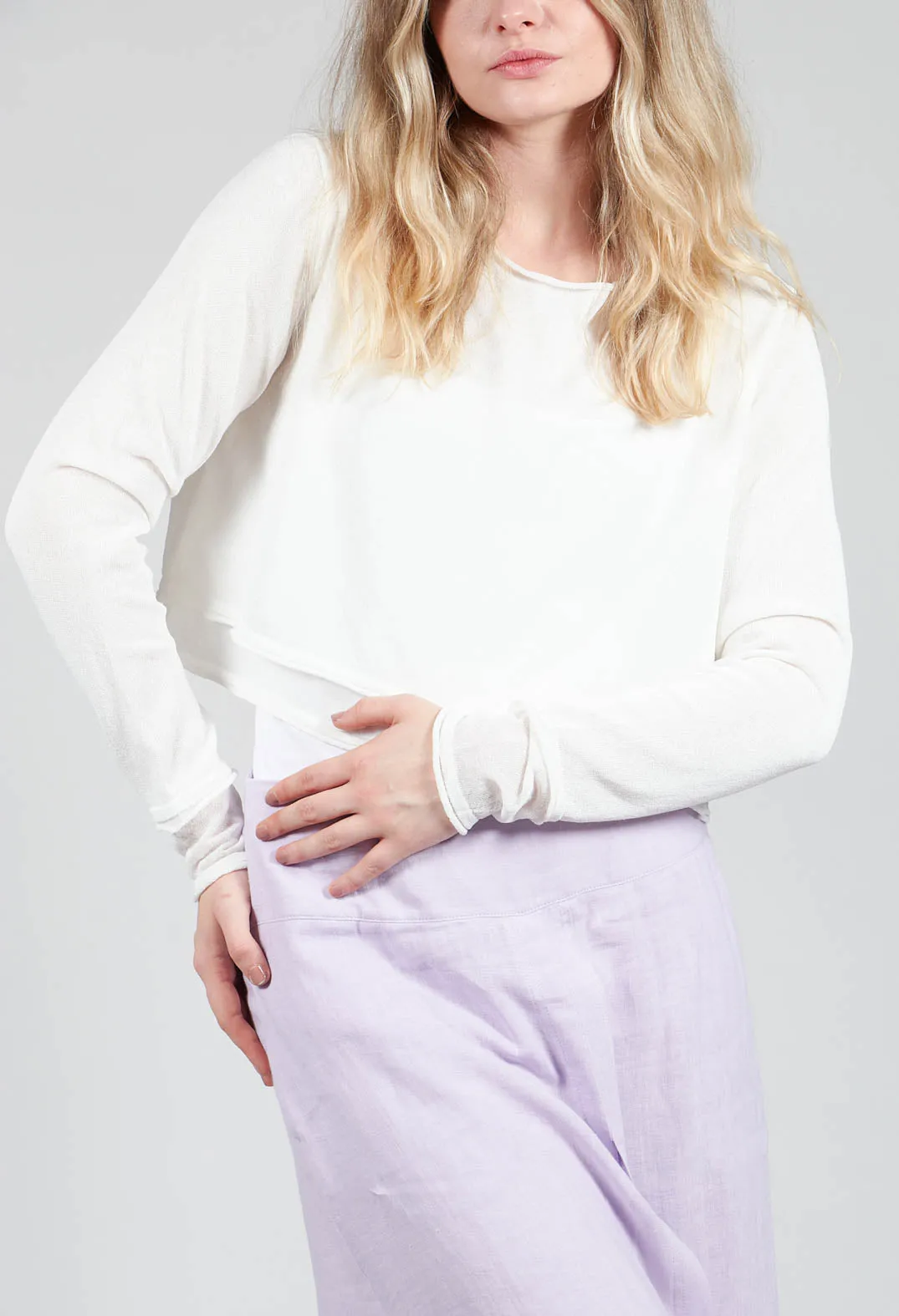 Cropped Lightweight Jumper in Ivory