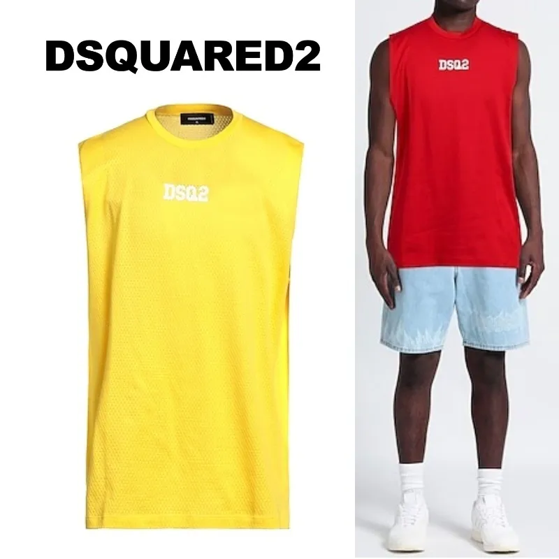 D SQUARED2  |Crew Neck Pullovers Sleeveless Cotton Logo Luxury