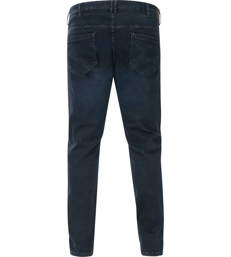 D555 Big Mens Blue/Black Stretch Jeans Tapered Fit (DANIEL)