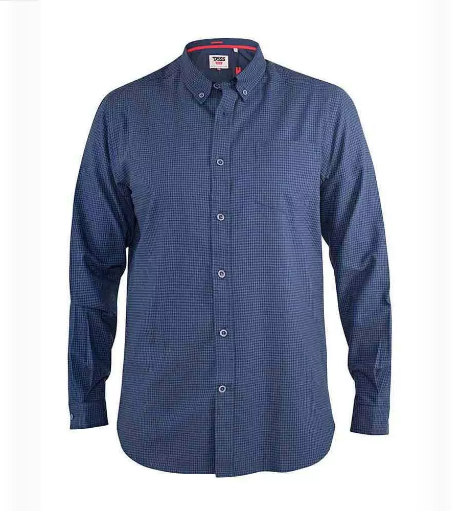 D555 Mens Gingham Check Shirt With Long Sleeves and Chest Pocket (MELBOURNE)