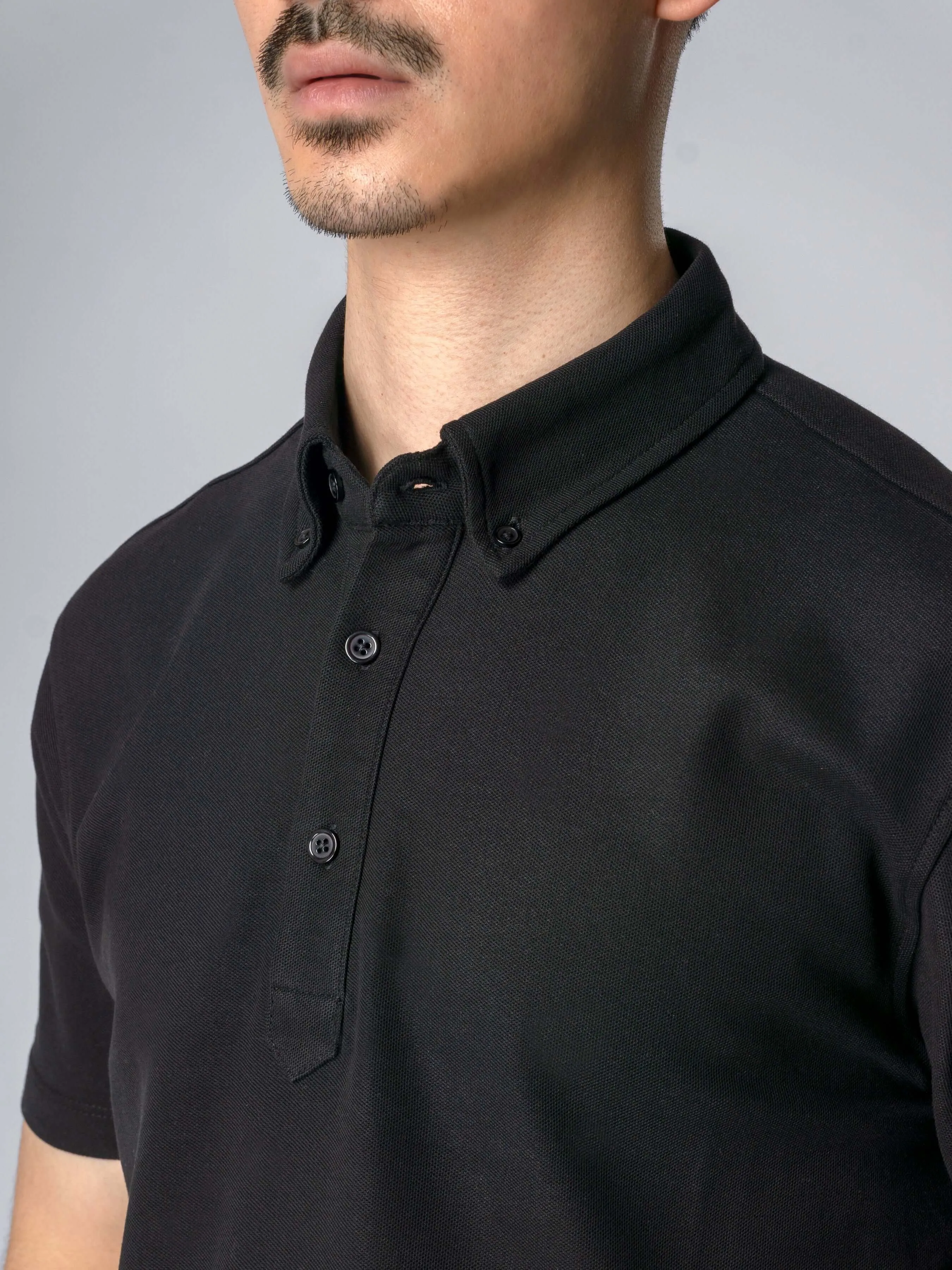 Dante Polo Button Down Short Sleeve - Black