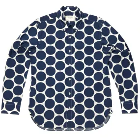 Edifice Oversized Dot Print Button Down ShirtBlue