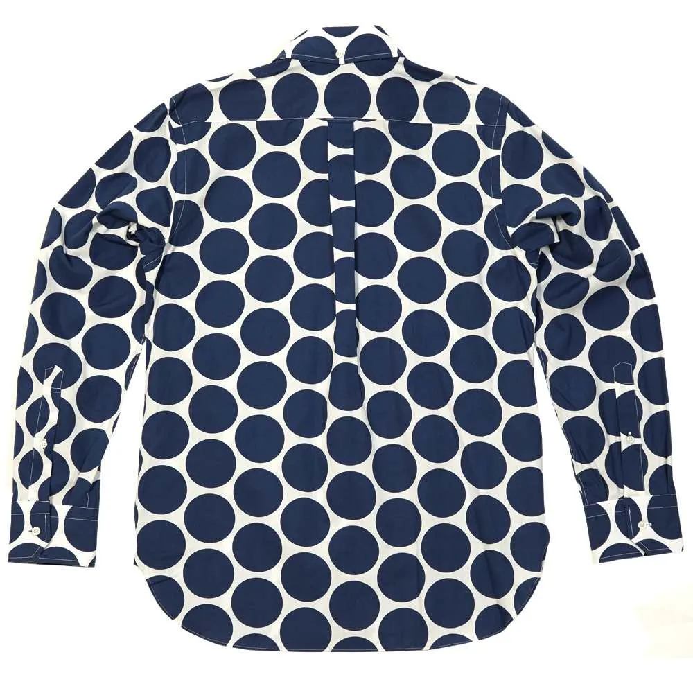 Edifice Oversized Dot Print Button Down ShirtBlue