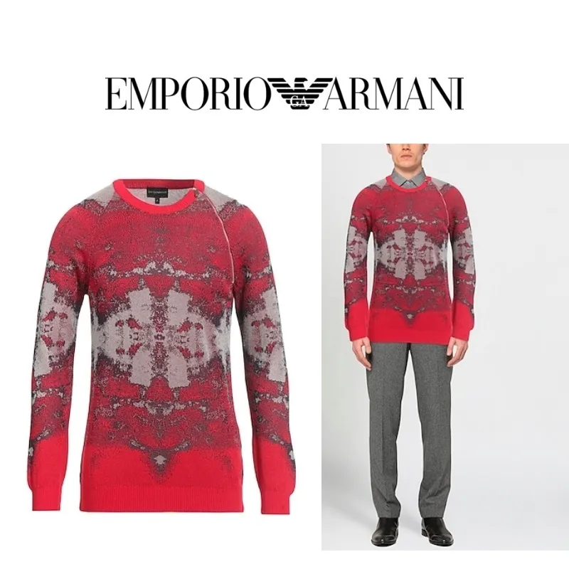 EMPORIO ARMANI  |Crew Neck Pullovers Long Sleeves Logo Sweaters