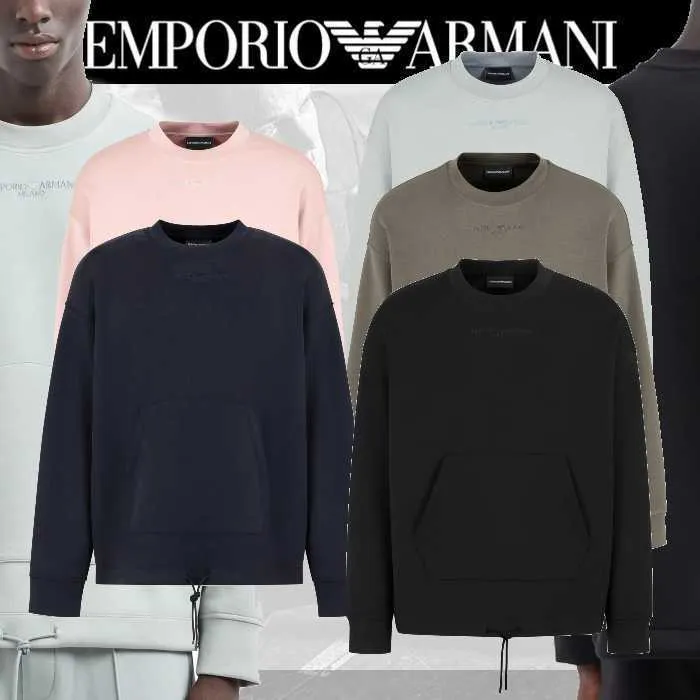 EMPORIO ARMANI  |Pullovers Street Style Long Sleeves Plain Hoodies