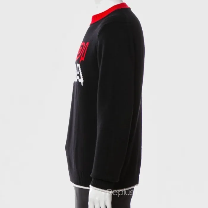 FENDI  |Crew Neck Pullovers Wool Long Sleeves Logo Luxury Sweaters