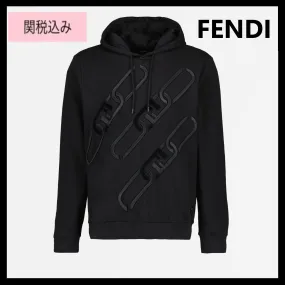 FENDI  |Pullovers Monogram Street Style Cotton Logo Luxury Hoodies