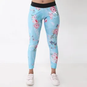 Floral Blue Leggings: Tropical Series- Sale