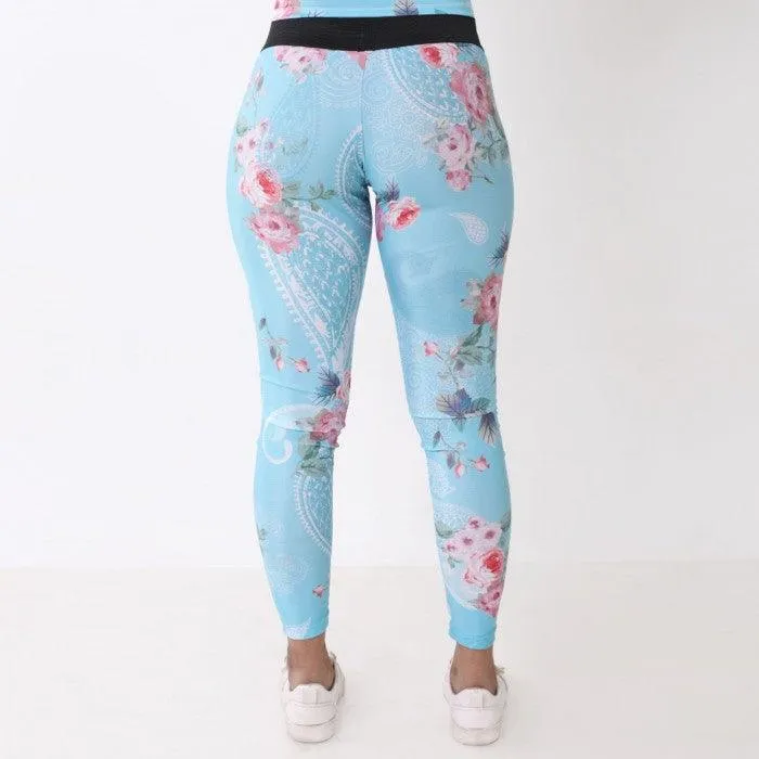 Floral Blue Leggings: Tropical Series- Sale