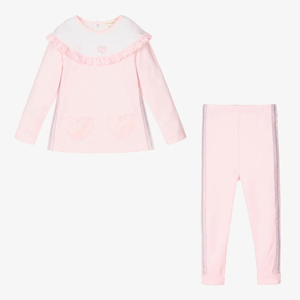 Girls Pink Top & Leggings Set