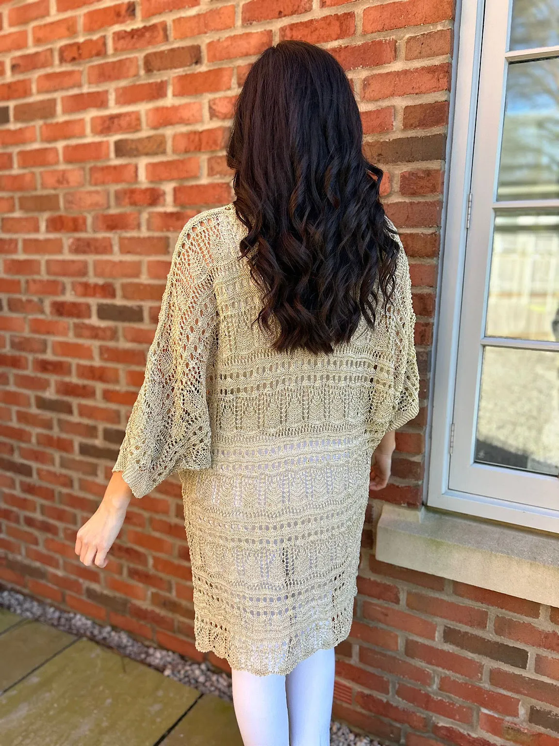 Gold Crochet Style Cardigan Lola